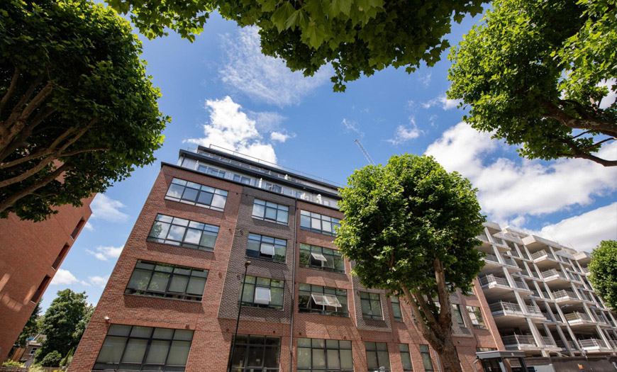 Completed façade at Zenith House in Seven Sisters, London featuring Rockpanel cladding installed by Simbi Ltd as part of Stage 5 design and remediation works.