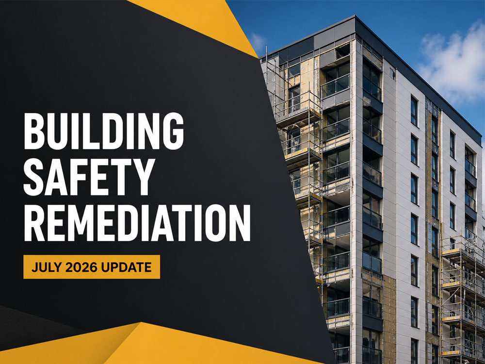Residential building undergoing cladding remediation for the July 2026 building safety update